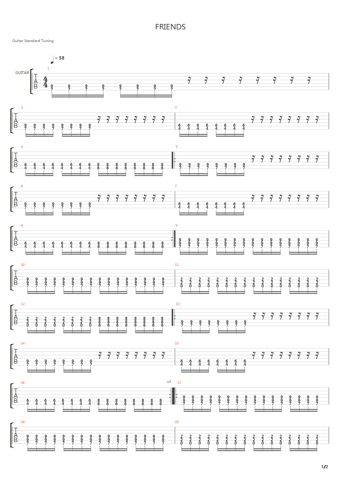 Friends吉他谱