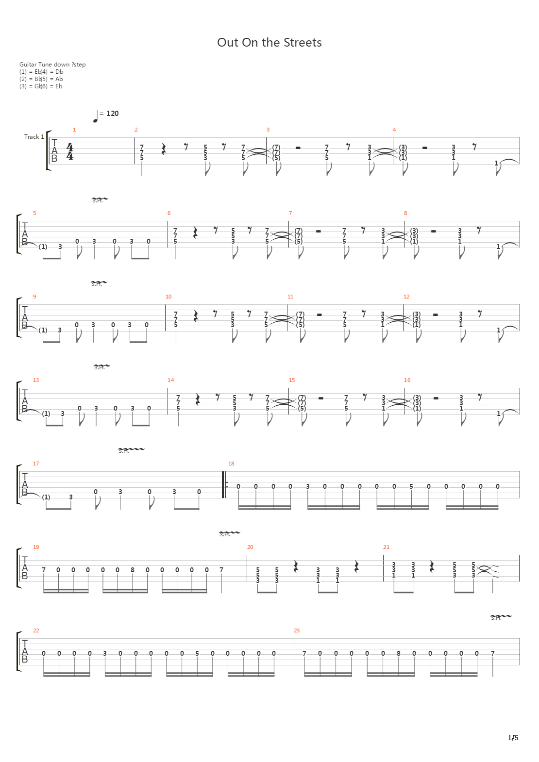Out On The Streets吉他谱