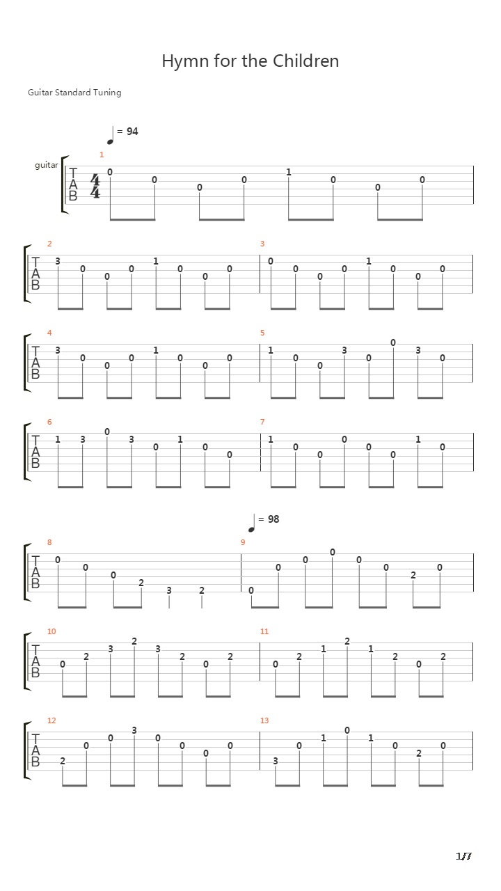 Hymn For The Children吉他谱