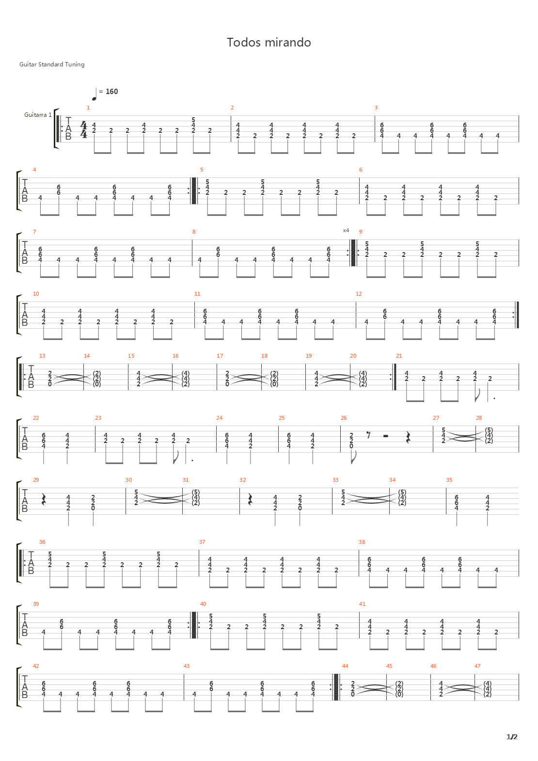 Todos Mirando吉他谱