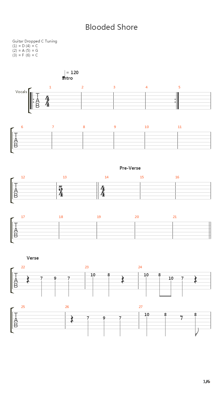 Blooded Shore吉他谱