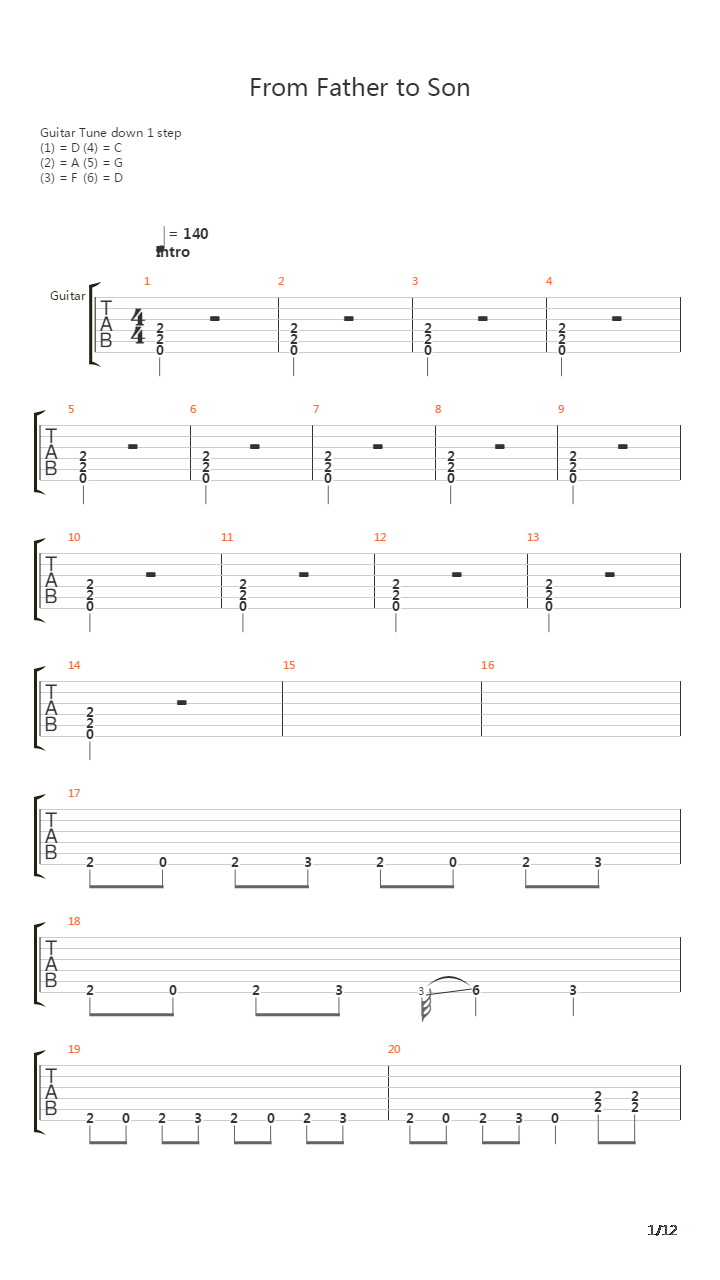 Father To Son吉他谱