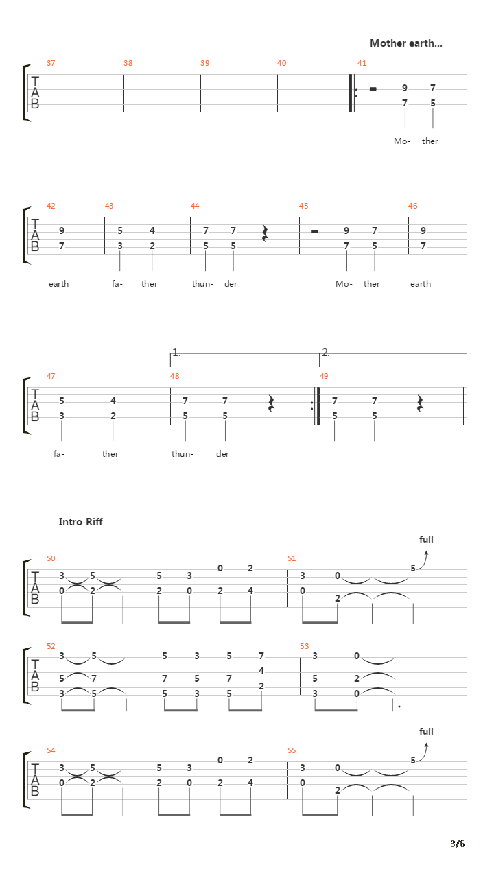 Mother Earth,Father Thunder吉他谱
