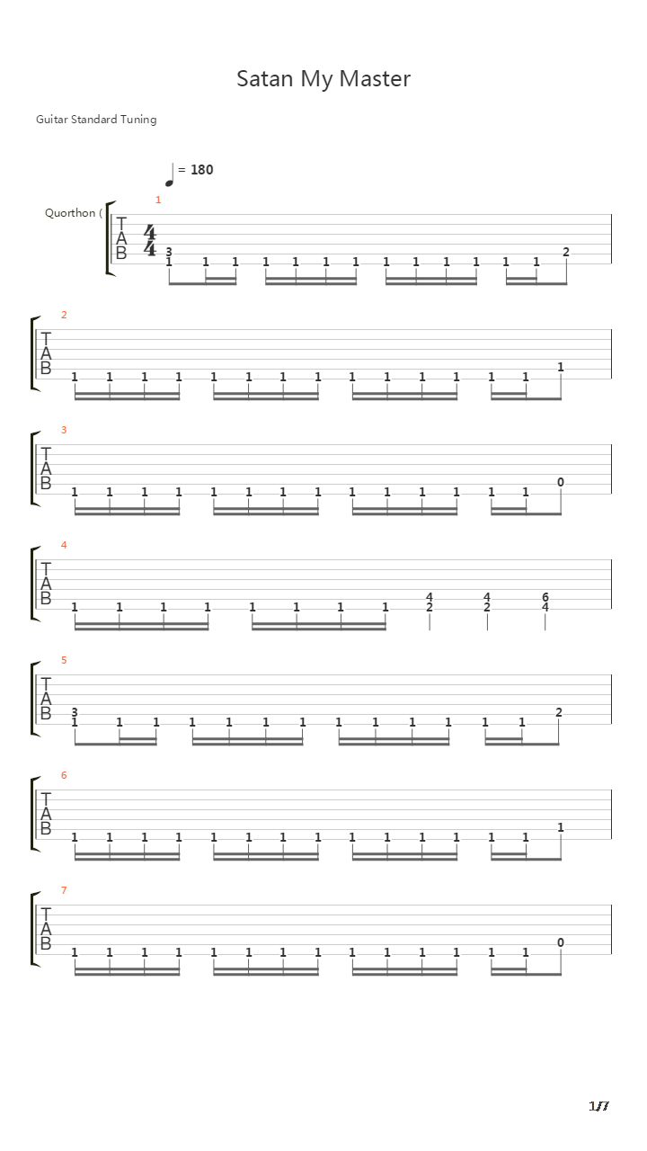 Satan My Master吉他谱