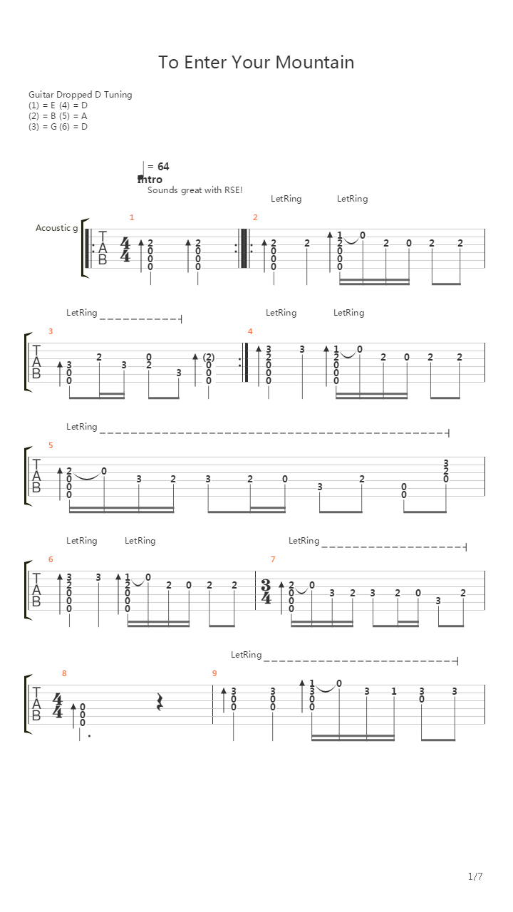To Enter Your Mountain吉他谱