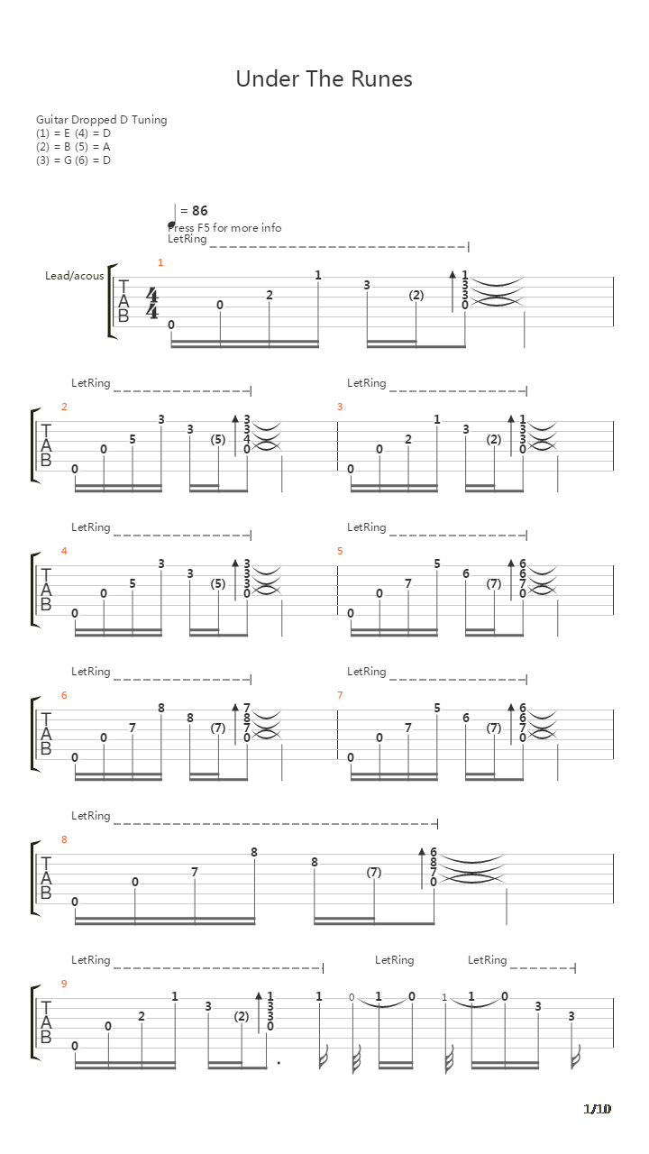 Under The Runes吉他谱
