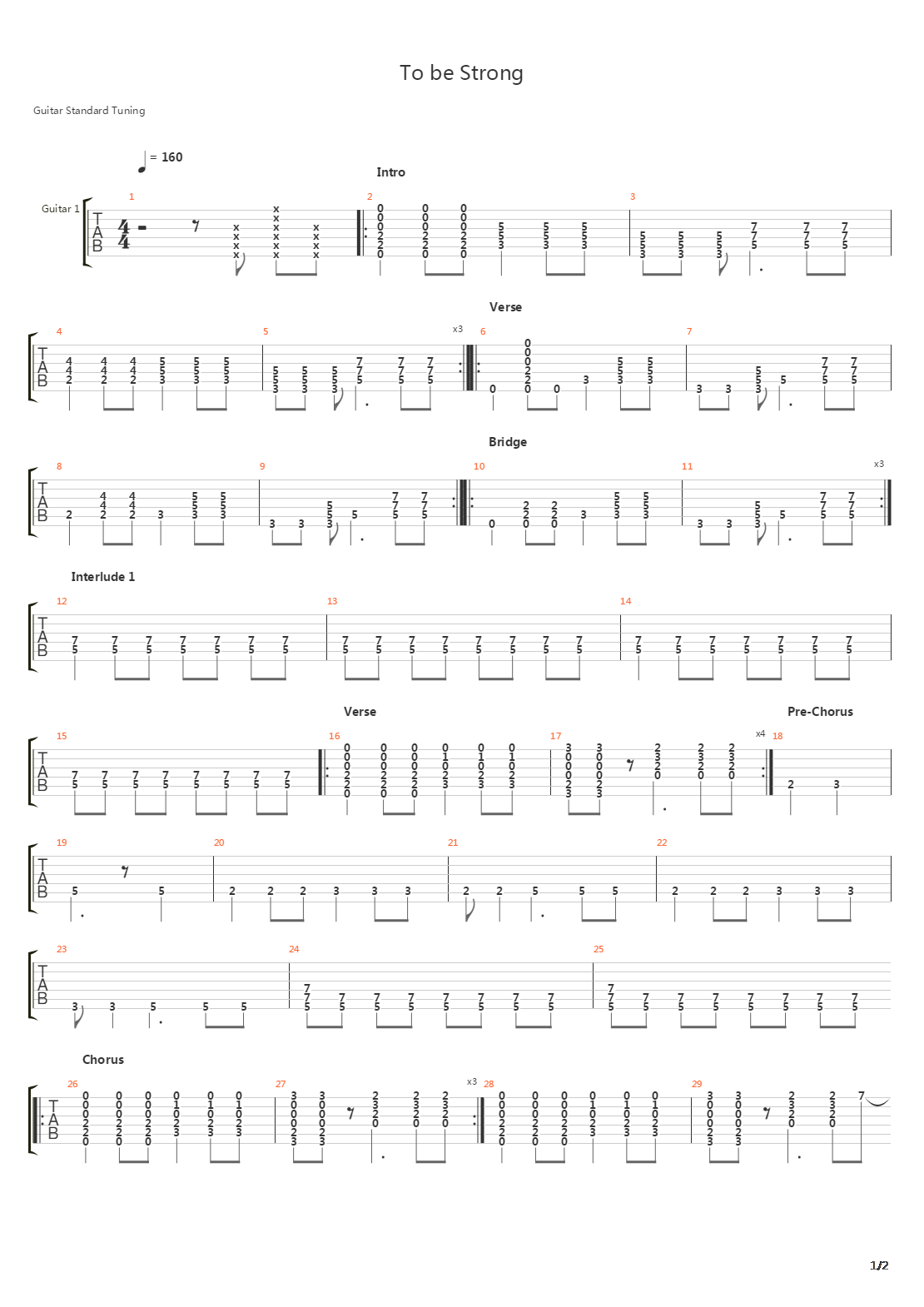 To Be Strong吉他谱
