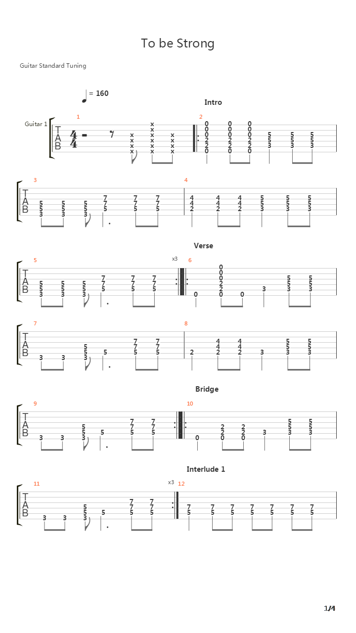 To Be Strong吉他谱