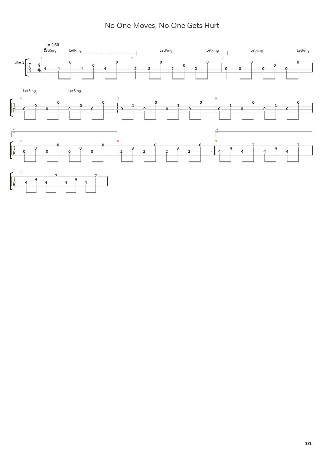 No One Moves, No One Gets Hurt吉他谱