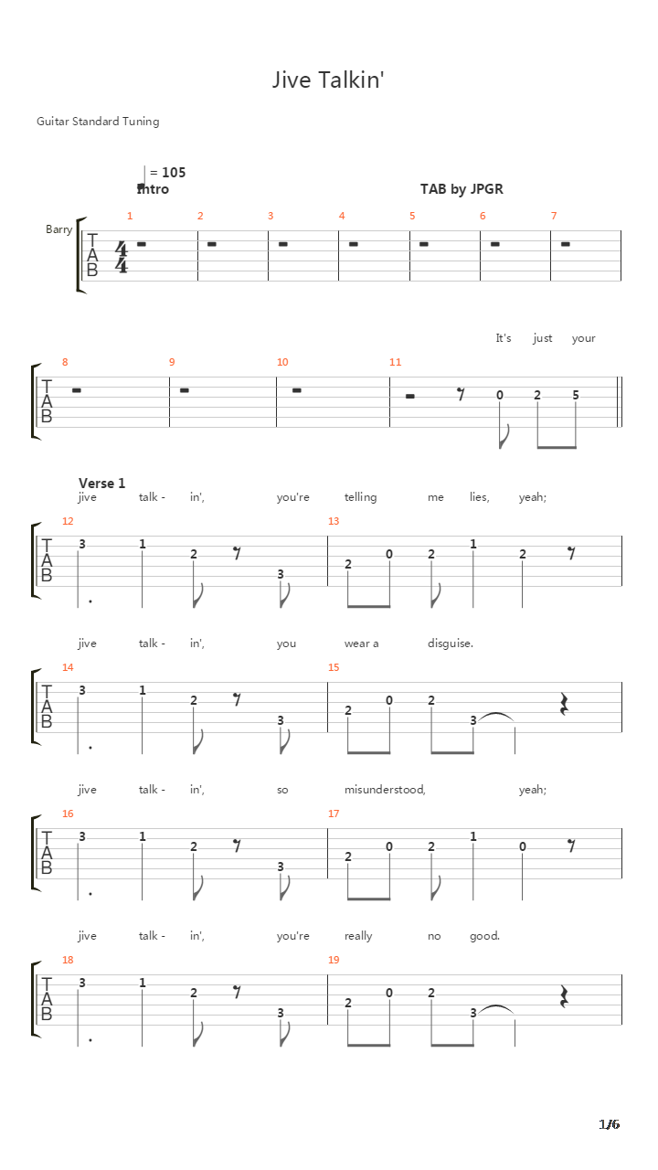 Jive Talkin'吉他谱