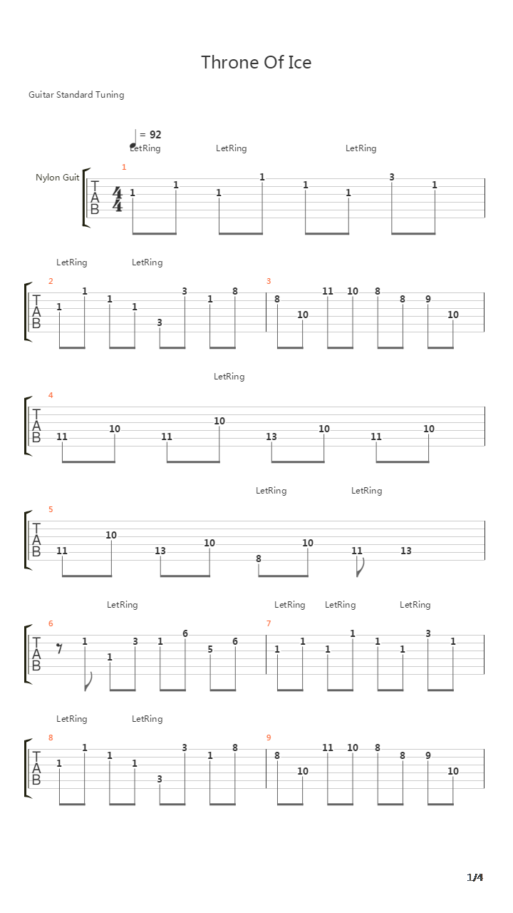 Throne Of Ice吉他谱