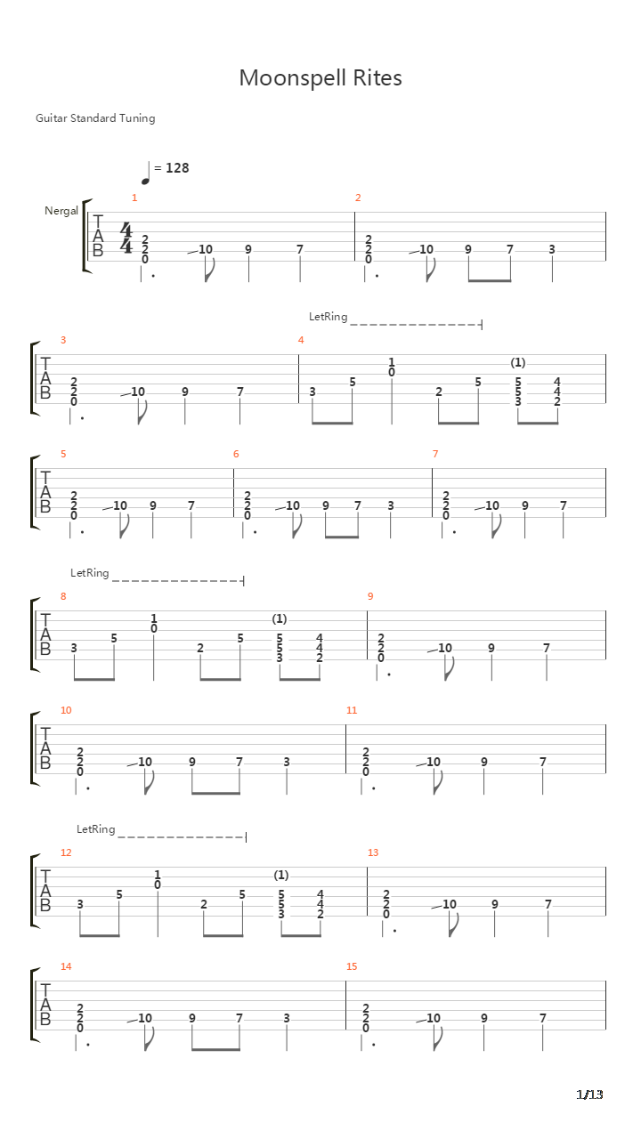 Moonspell Rites吉他谱