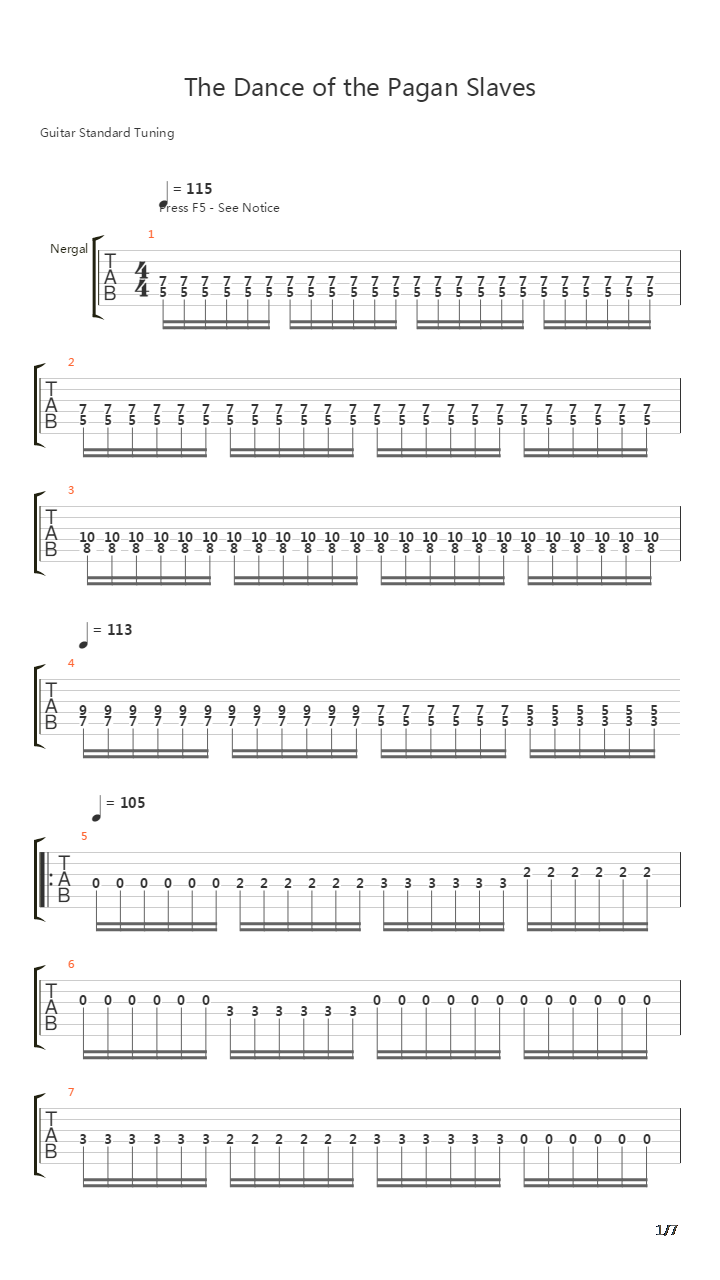 The Dance Of The Pagan Slaves吉他谱