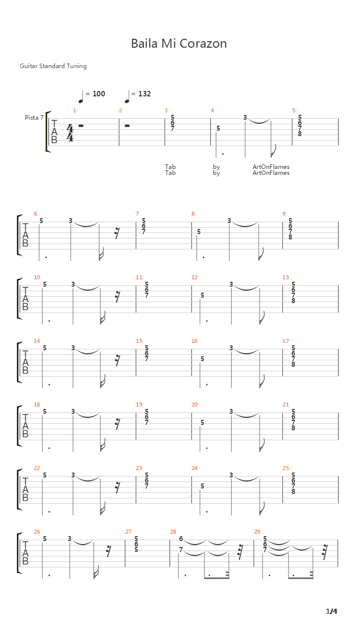 Baila Mi Corazon吉他谱