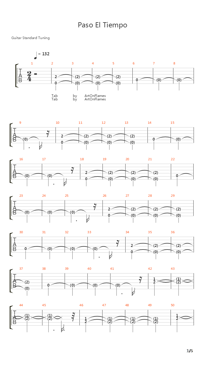 Paso El Tiempo吉他谱