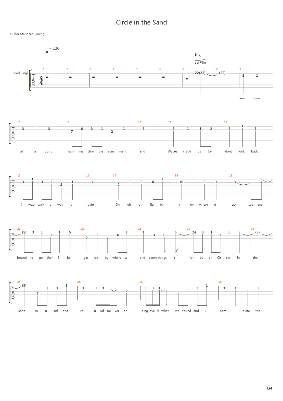 Circle In The Sand吉他谱