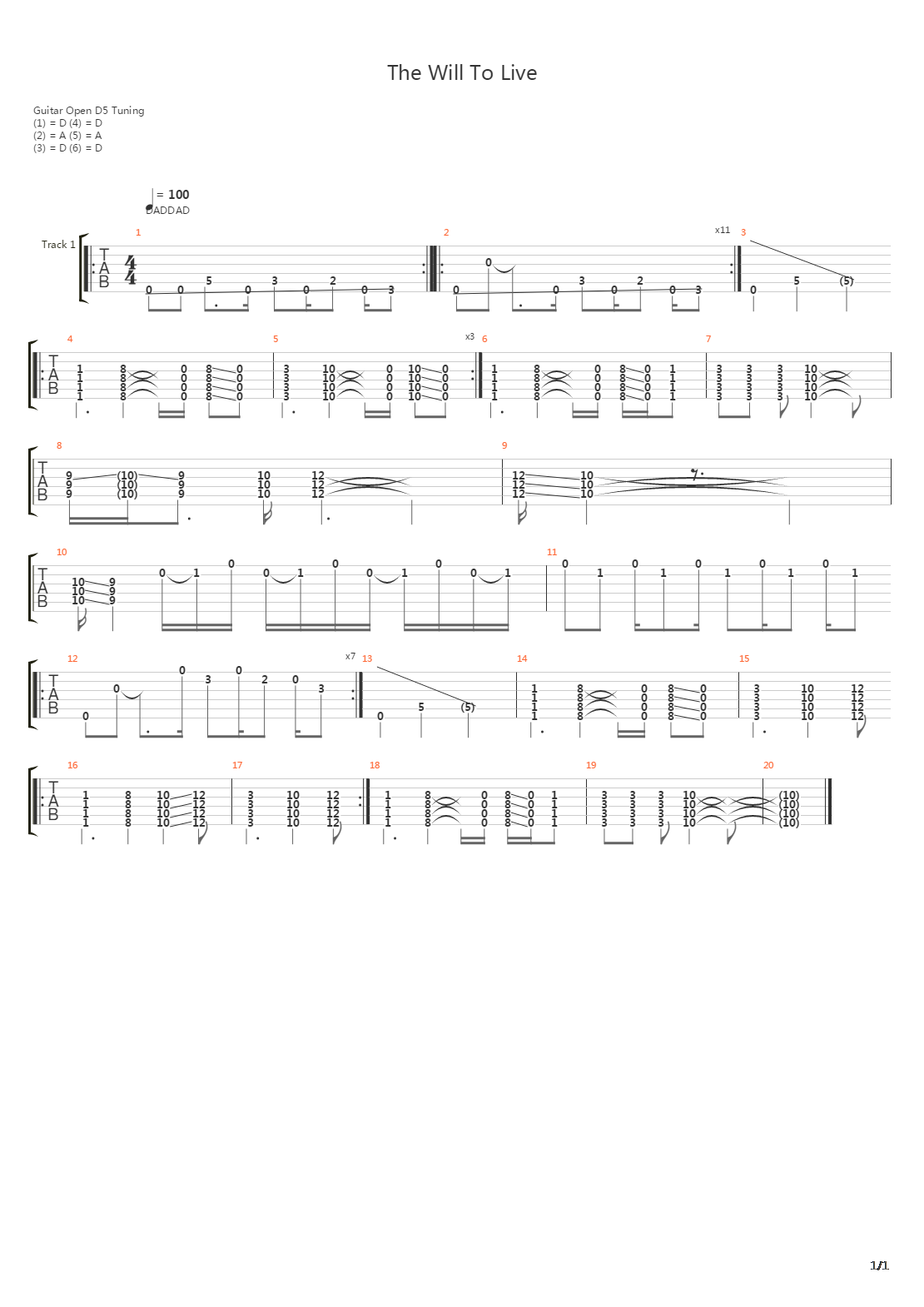 The Will To Live吉他谱