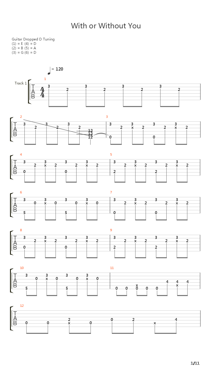 With Or Without You(With Trace Bundy)吉他谱