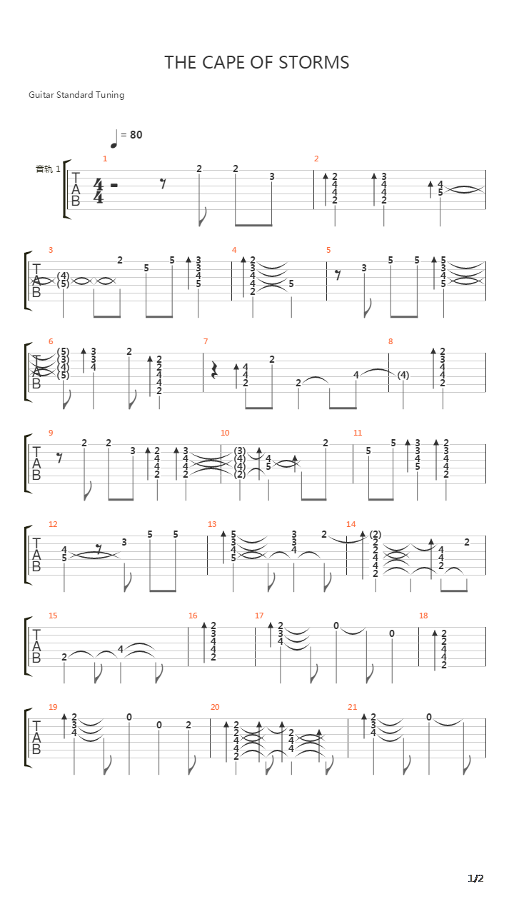 The Cape Of The Storm吉他谱