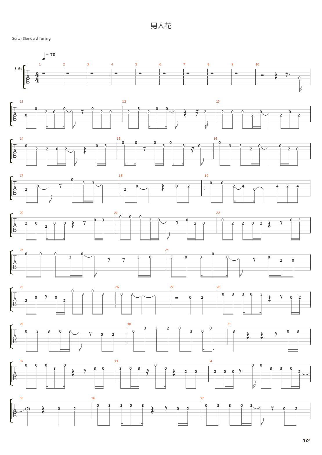男人花吉他谱