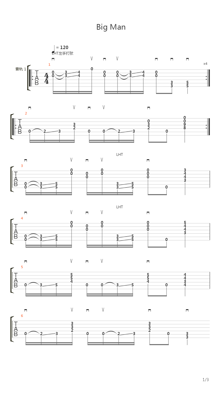 Big Man吉他谱