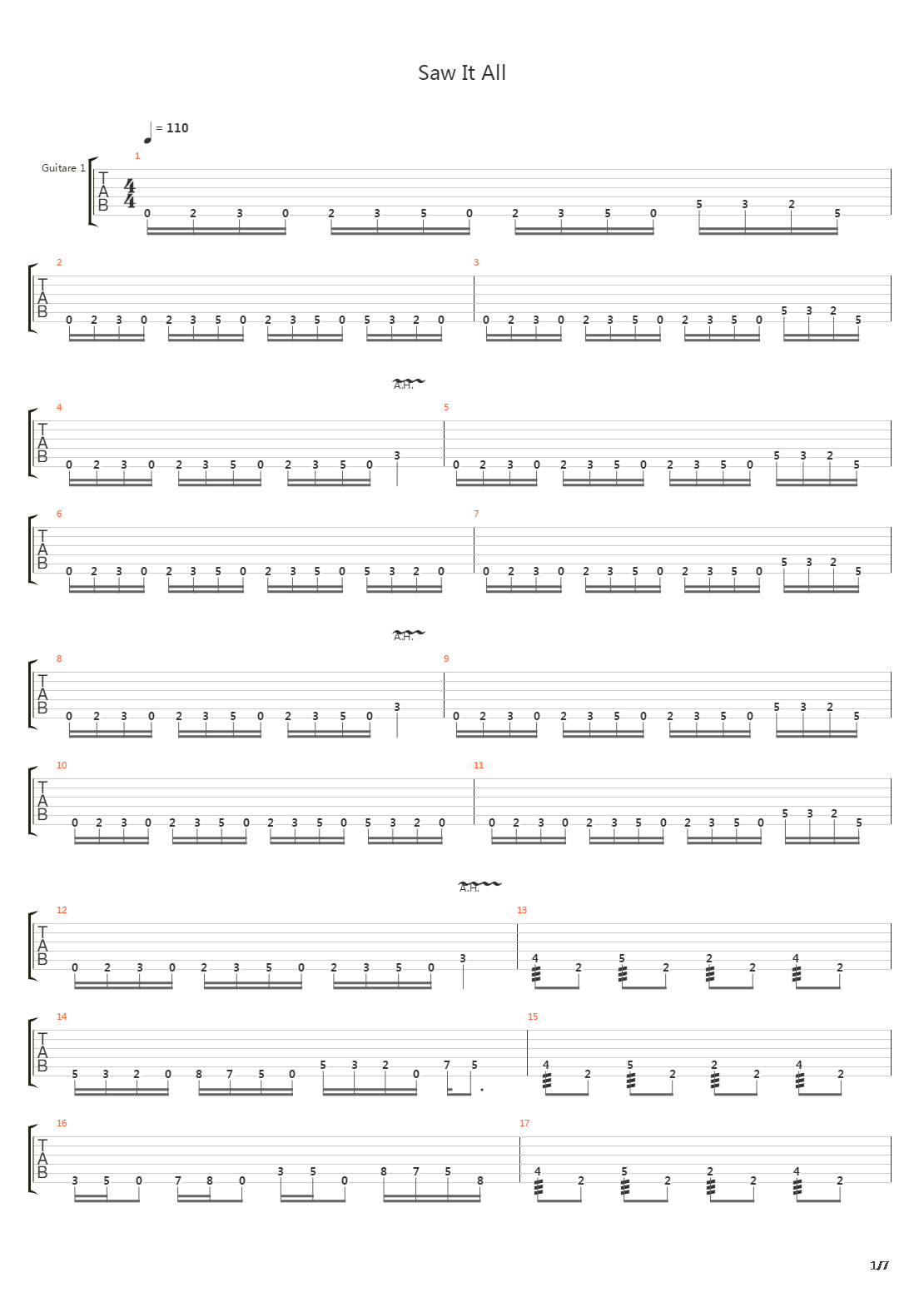 Saw It All吉他谱