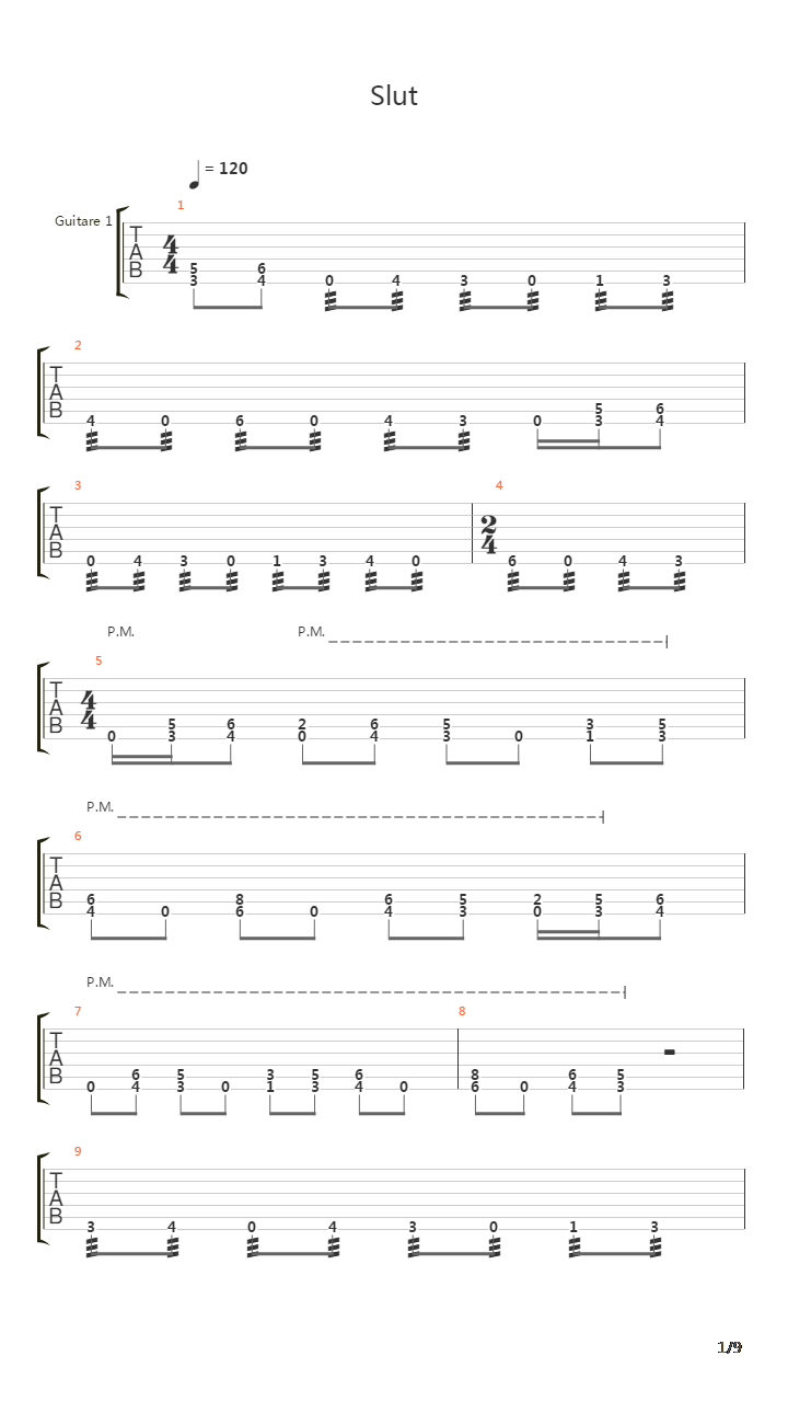 Slut吉他谱