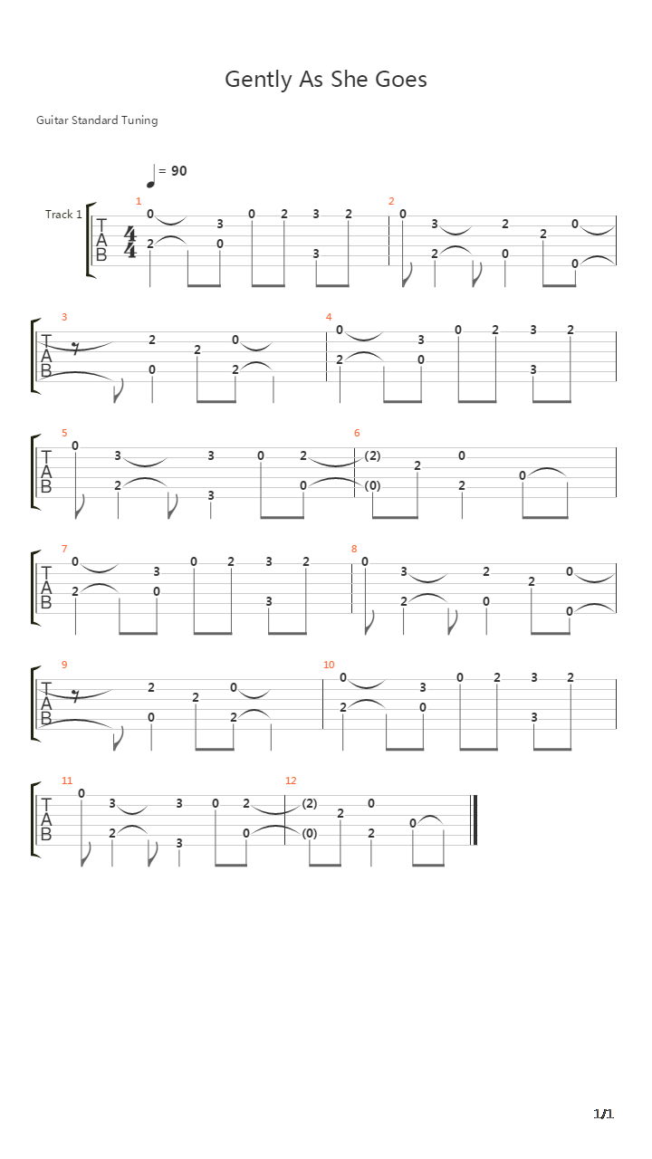Gently As She Goes吉他谱