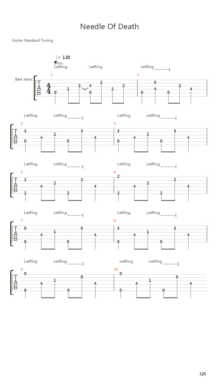Needle Of Death吉他谱