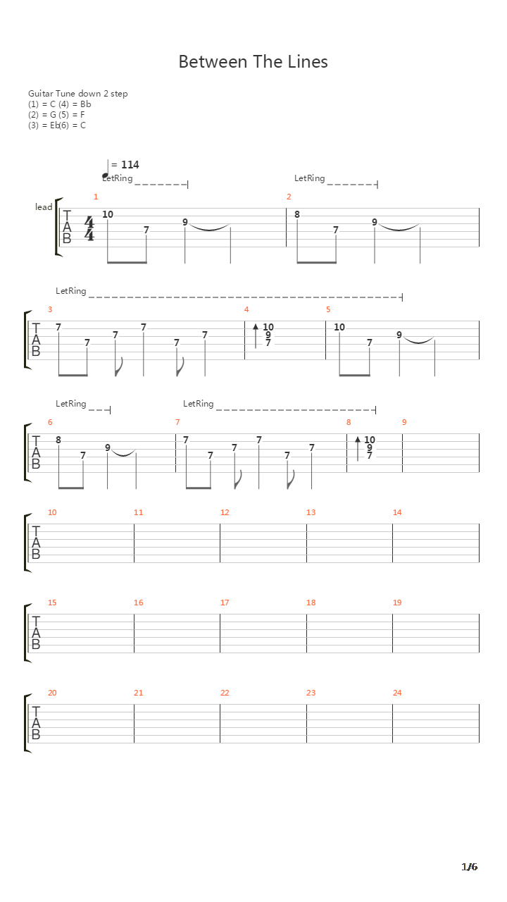 Between The Lines吉他谱