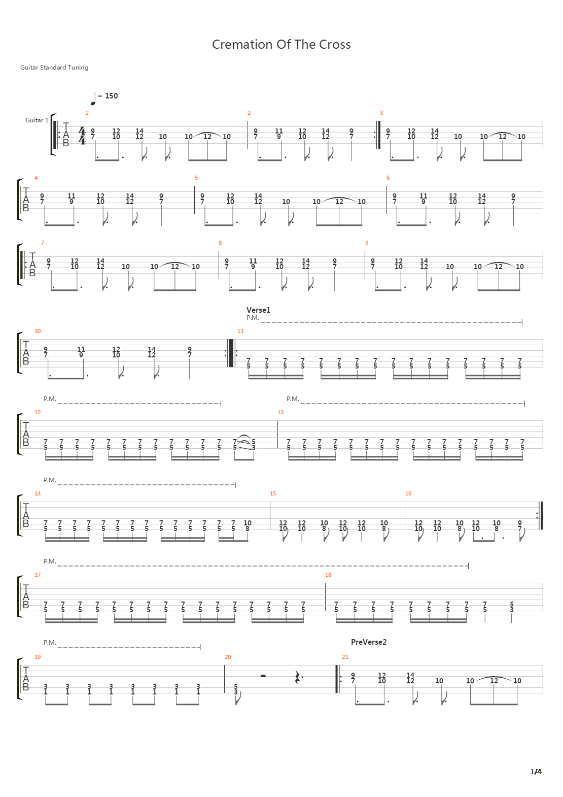 Cremation Of The Cross吉他谱