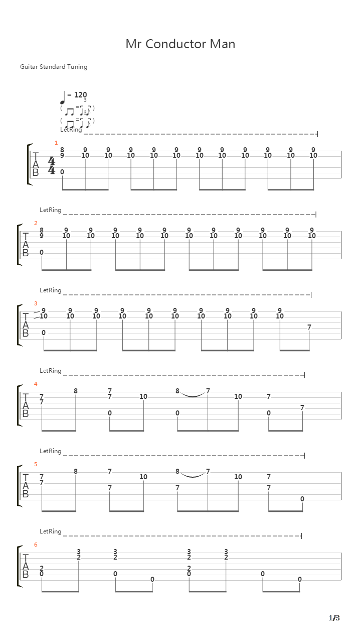 Mr. Conductor Man吉他谱