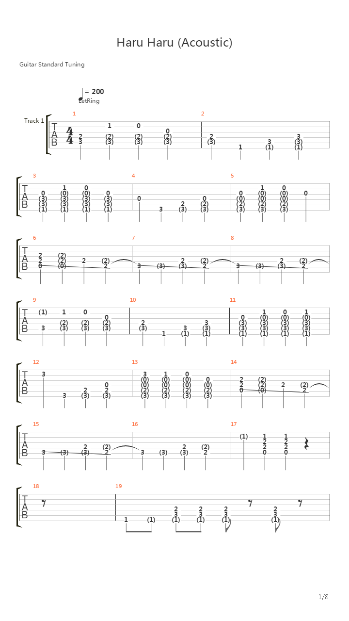 Haru Haru(一天一天)吉他谱