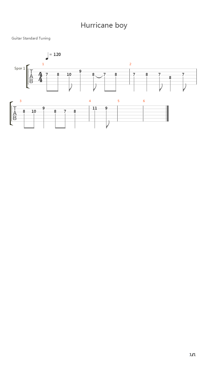 Hurricane Boy吉他谱