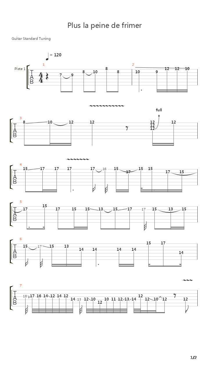 Plus La Peine De Frimer吉他谱