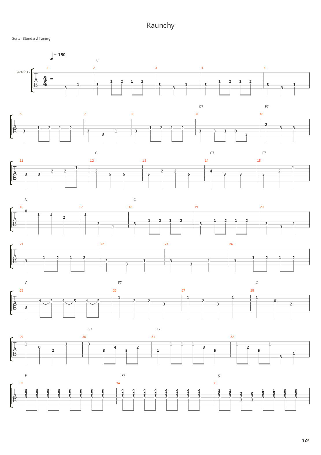 Raunchy吉他谱