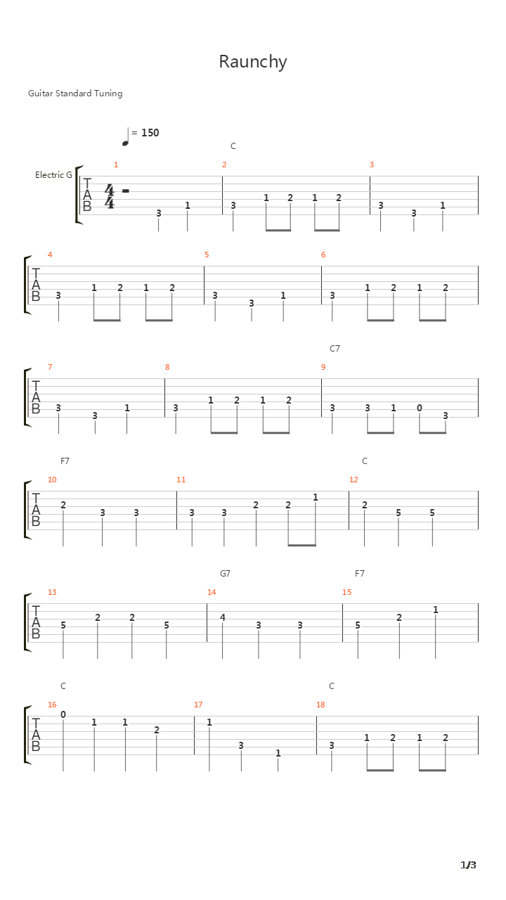 Raunchy吉他谱