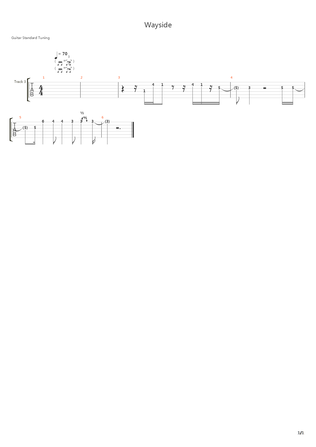 Wayside吉他谱