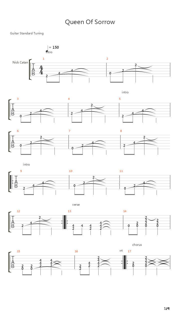 Queen Of Sorrow吉他谱
