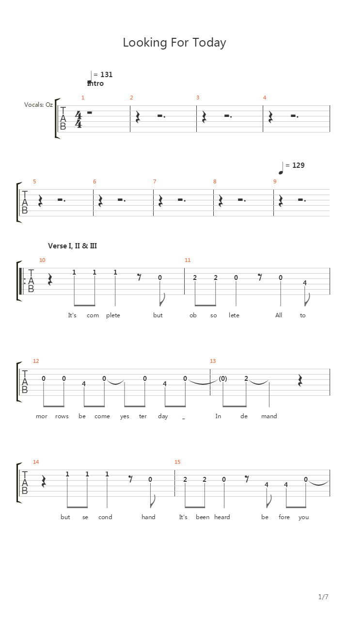 Looking For Today吉他谱