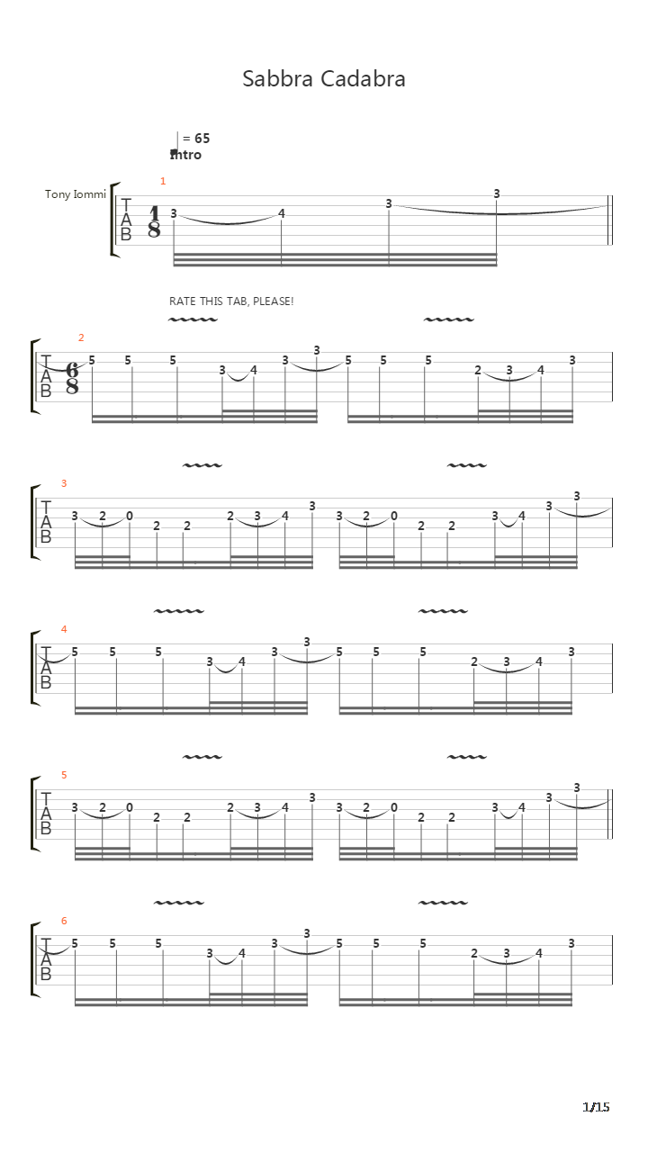 Sabbra Cadabra吉他谱