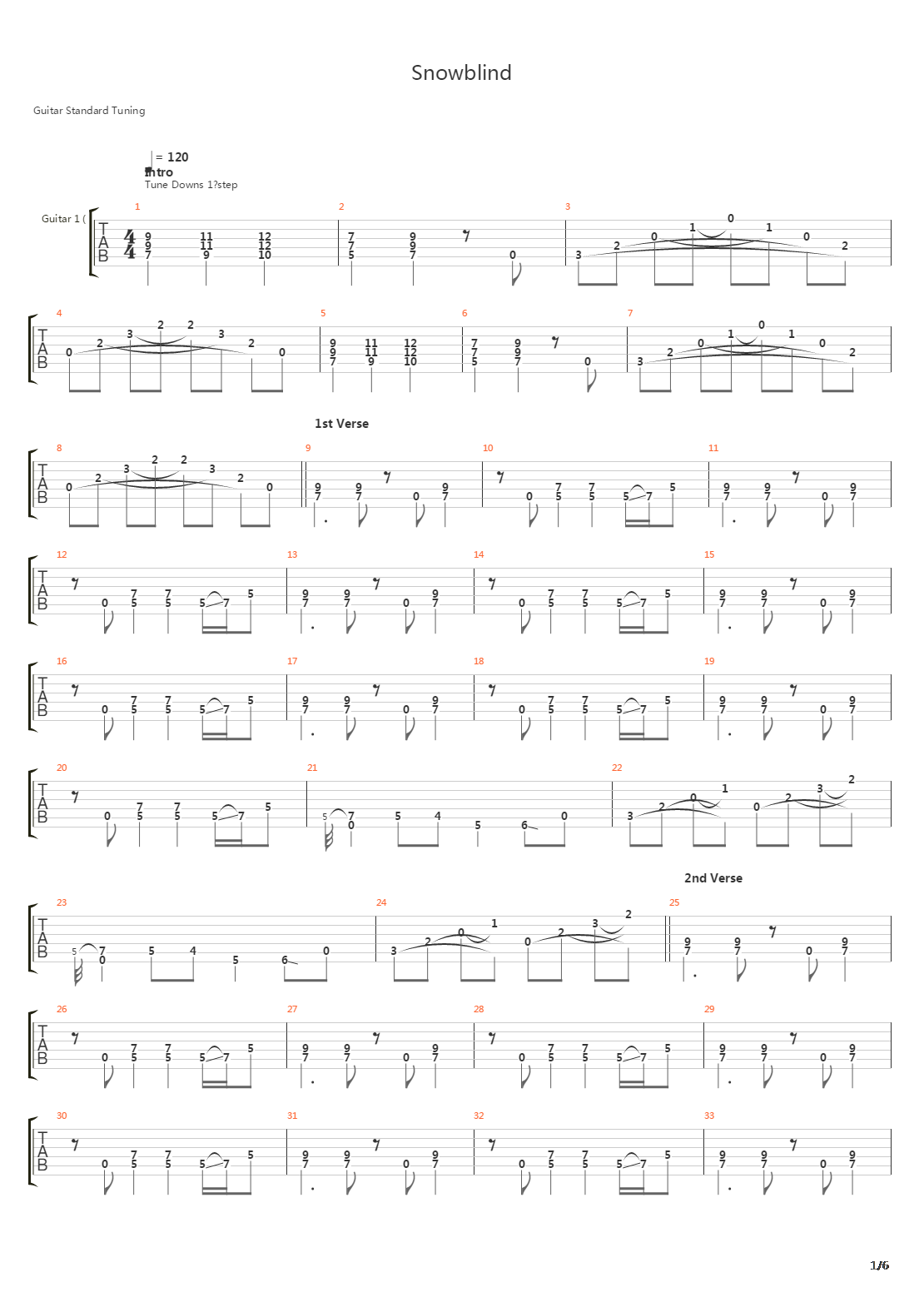 Snowblind (E)吉他谱