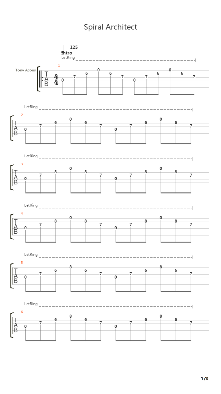 Spiral Architect吉他谱