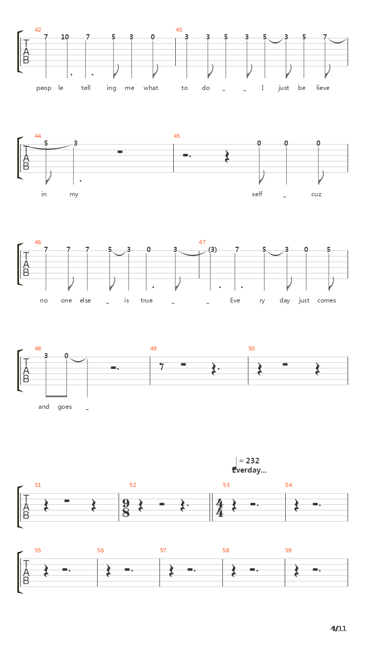 Under The Sun吉他谱