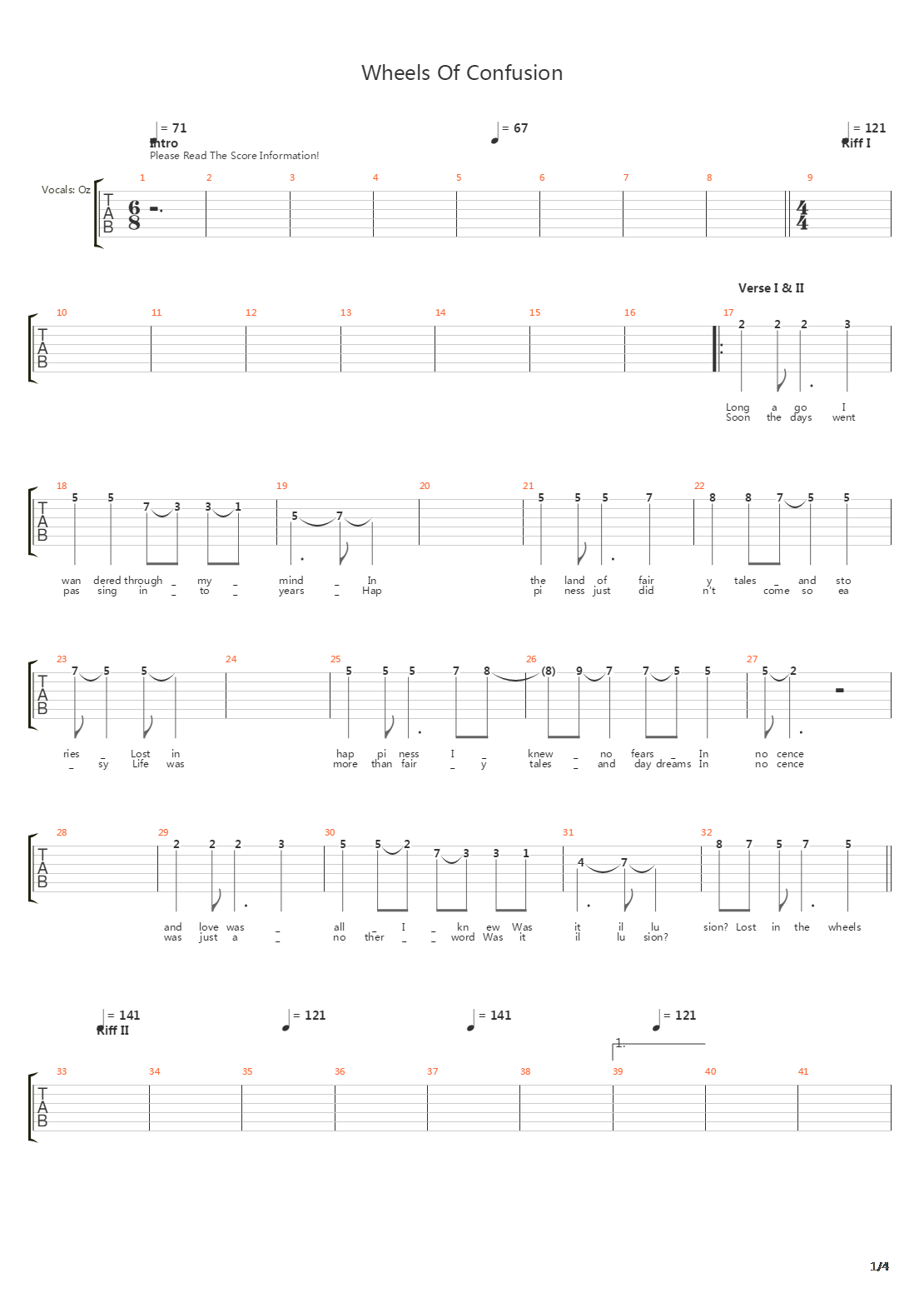 Wheels Of Confusion吉他谱