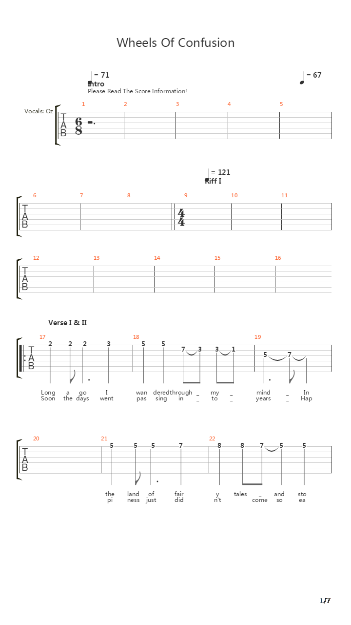 Wheels Of Confusion吉他谱