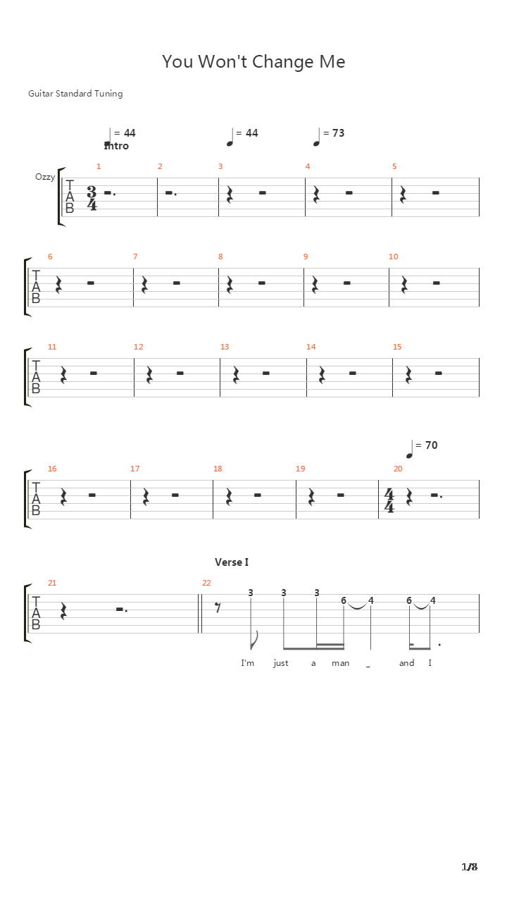 You Won't Change Me吉他谱