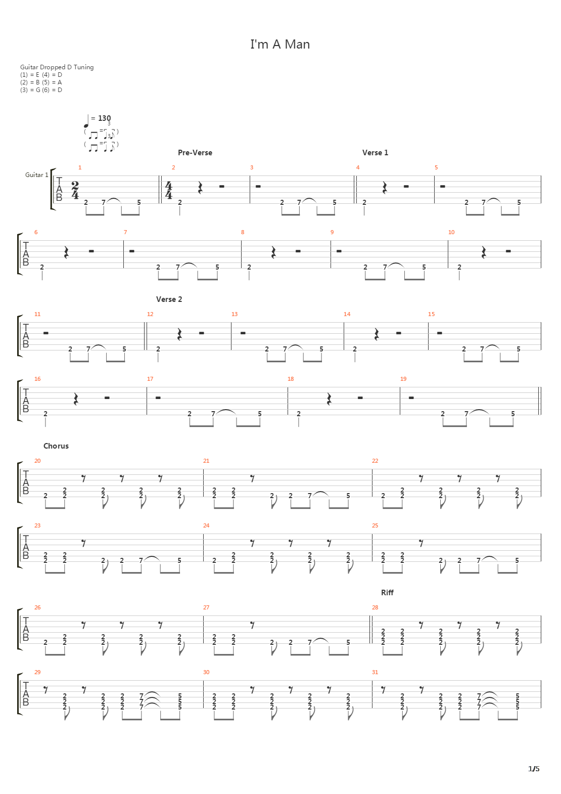 I'm A Man吉他谱