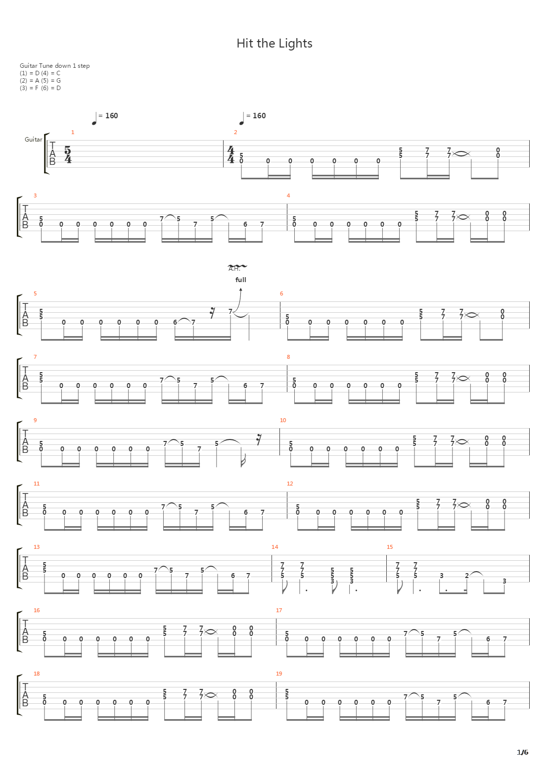 Hit The Lights吉他谱