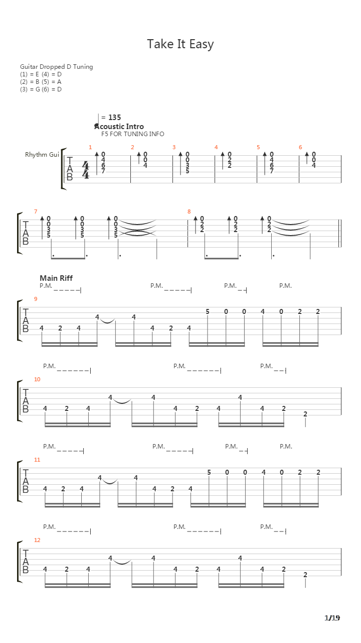 Take It Easy吉他谱